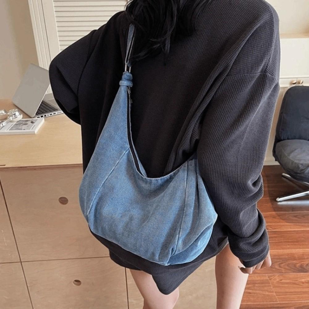 Bolso de Hombro de Mezclilla de Gran Capacidad Bolsos Satchel Versátiles Bolso Cruzado Hobo Casual Bolso de Mano