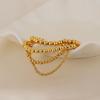 RTS 2 4 6 10mm 18K Gold Plated Stainless Steel PVD Golden Beaded Bracelet Elastic Waterproof Bracelet for Multiple Layer Wearing