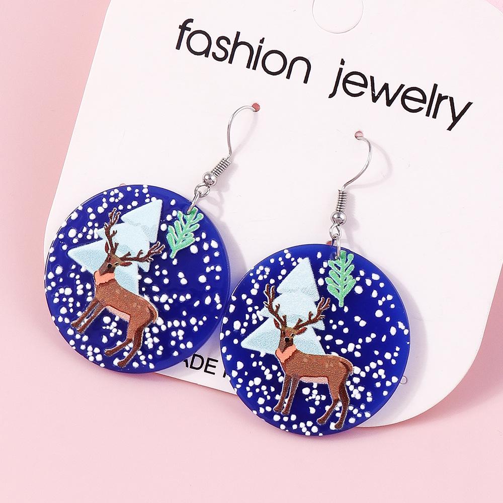 European-American Christmas Reindeer & Santa Claus Cup Dangle Earrings with Personality Trend