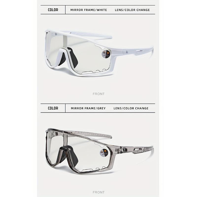 1PC men's and women's integrated light-changing bicycle glasses, large frame PC material, sports glasses with anti-glare glasses, for protection