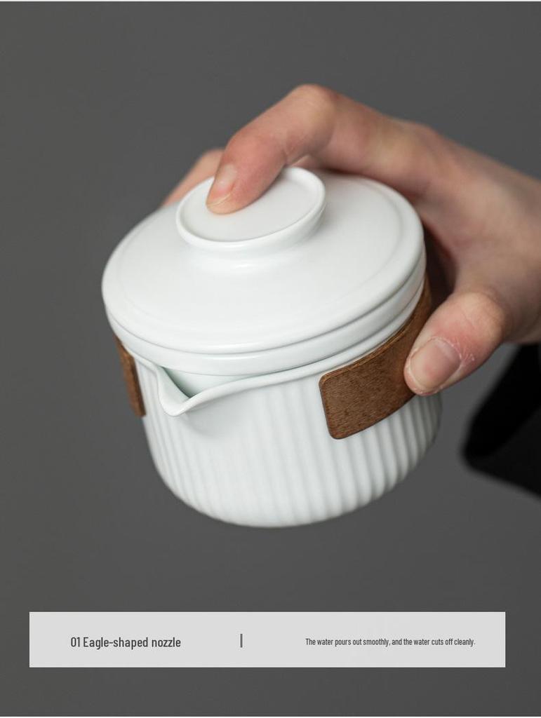 Five Great Kilns Portable Travel Tea Set: One Pot and Two Ceramic Cups Souvenir Gift