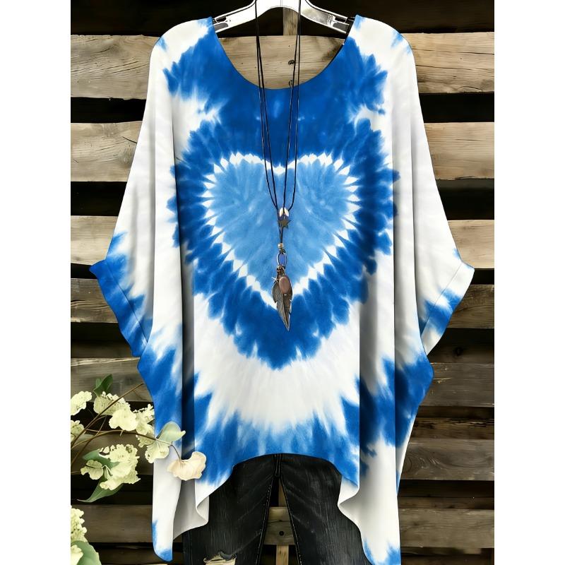 T-shirt Bohemian Chic Oversize Semplice Vintage con Stampa Floreale Orlo Irregolare Girocollo Abbigliamento da Donna alla Moda e Versatile