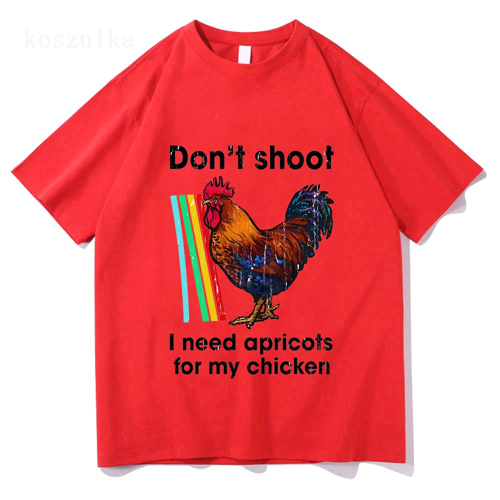 Nicht schießen, ich brauche Aprikosen für mein Hühnchen Arc Raiders Scrappy T-Shirt Hahn Grafik T-Shirts Baumwolle Kurzarm Locker T-Shirts