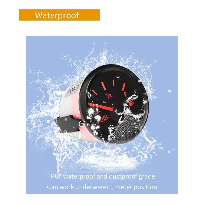 ELING 4 Gauge Set 52mm 40-120℃ Water Temp 0-10Bar Oil Pressure Fuel Level 8-16V Voltmeter with Red Backlight for Marine Car