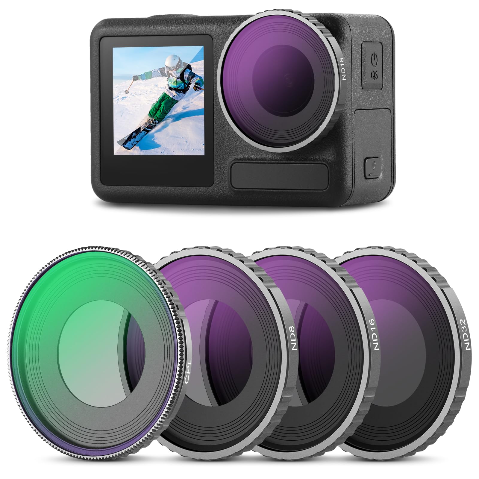 

NEEWER CPL ND Filter Set Compatible DJI Osmo Action 5 Pro 4 Pieces Polarizing Filter Neutral Density Filter Action Camera Filter HD Optical Glass &