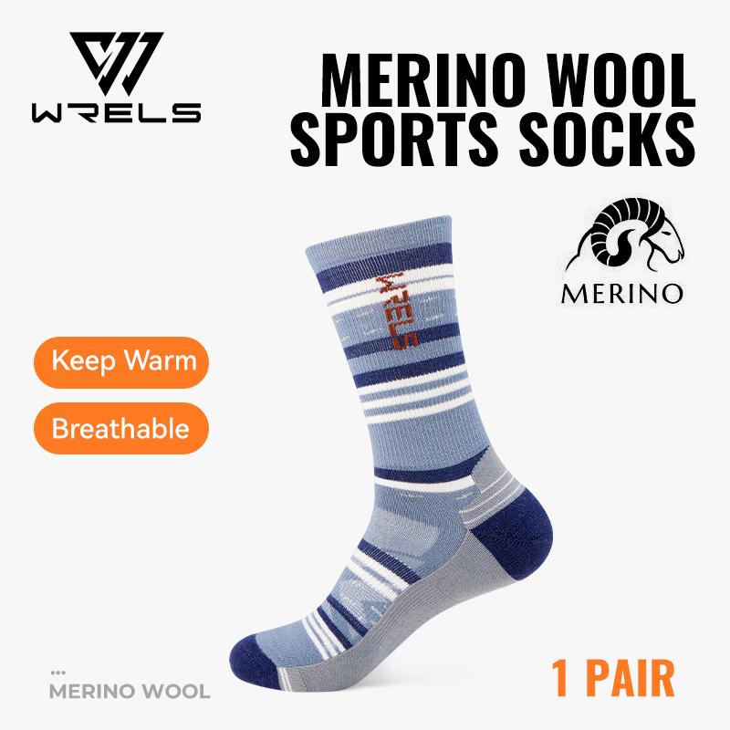 WRELS 1/2/3pairs Merino Wool Socks Moisture Wicking Warm Thermal Hiking Socks Breathable Cushion Hiking Running Compression Sock