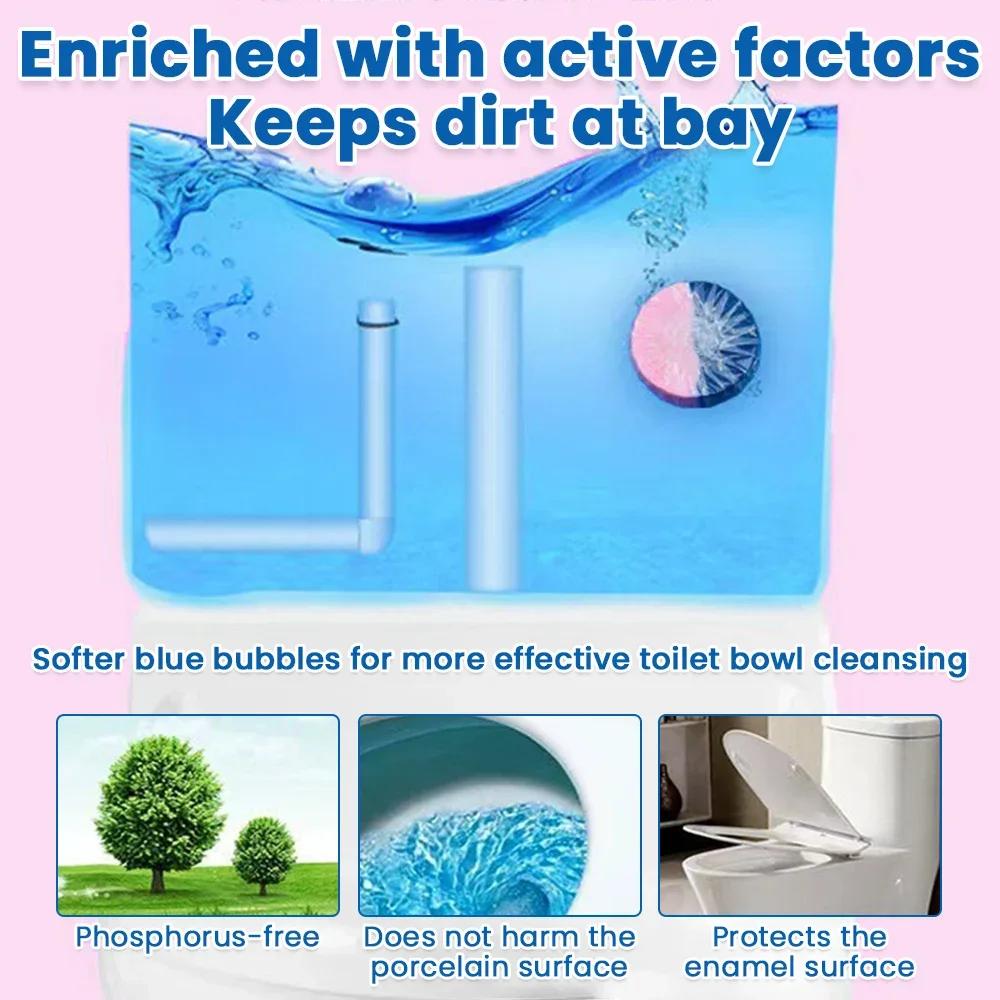 Toilet Bowl Cleaner Drain Tank Rose Fragrance Tablet Freshener Deodorization Stain Remover House Bathroom Cleaning Agent Product