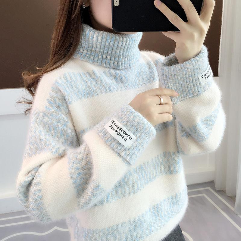 Vinter Turtleneck Genser Dame Pullover Løs Varm Bunnskjorte Dame