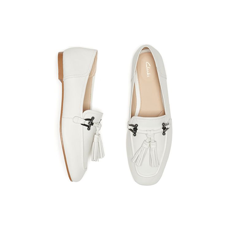 Clarks Simple Comfortable Flat Shoes Women Shoes White 261644224