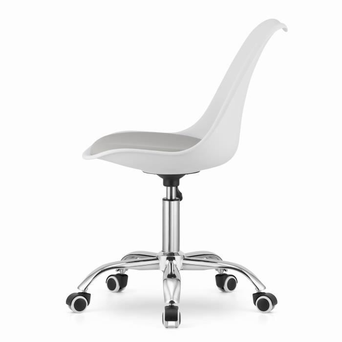 Chaise pivotante - VIKING CHOICE - ALBA - Similicuir - Blanc et gris - 120 kg max.