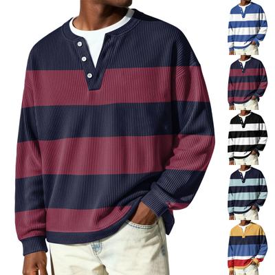 Herren Button-Down Kragen Langarm Rippstrick Pullover