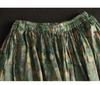 Summer 2023 Women's Vintage Floral Midi Skirt - Heavy Duty Cotton Linen, Flowy Design