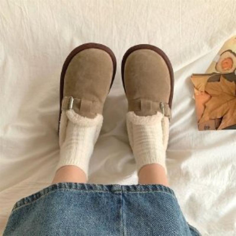 Mao Mao Shoes Women Wear Autumn and Winter New Fashion One-pedal Velvet Cotton Shoes Soft-soled Bread Bean Shoes