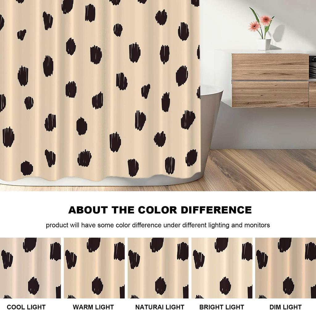 Brown Cartoon Leopard Decor Shower Curtain,Animal Polyester Shower Curtain For Shower Stall Bathroom Waterproof With 10 Hooks