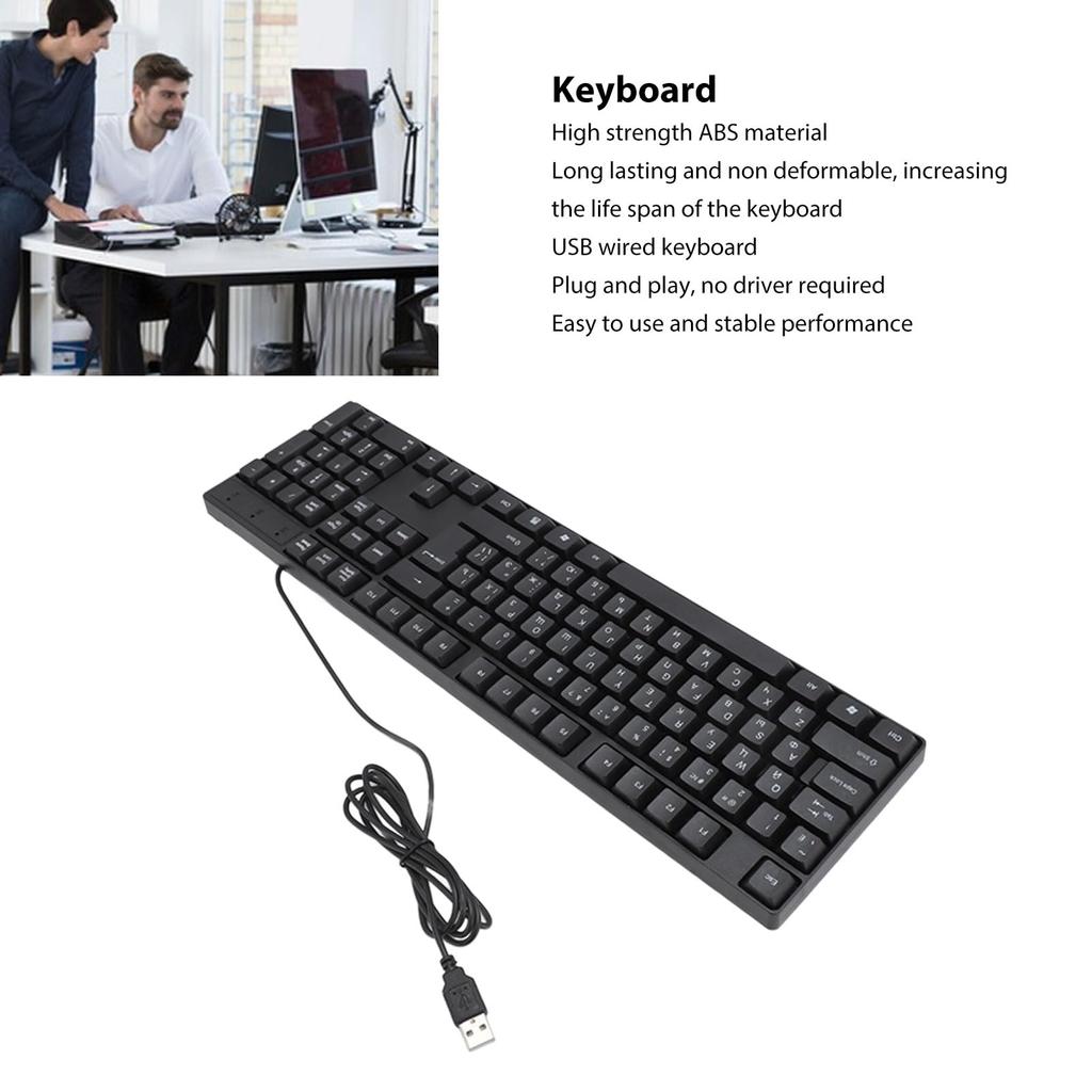K1800 Wired USB 104 Keys Minority Language Keyboard Wired USB Gaming Keyboard for Home Plug and Play Keyboard, Keyboard, Russian/Spanish/French/Wired