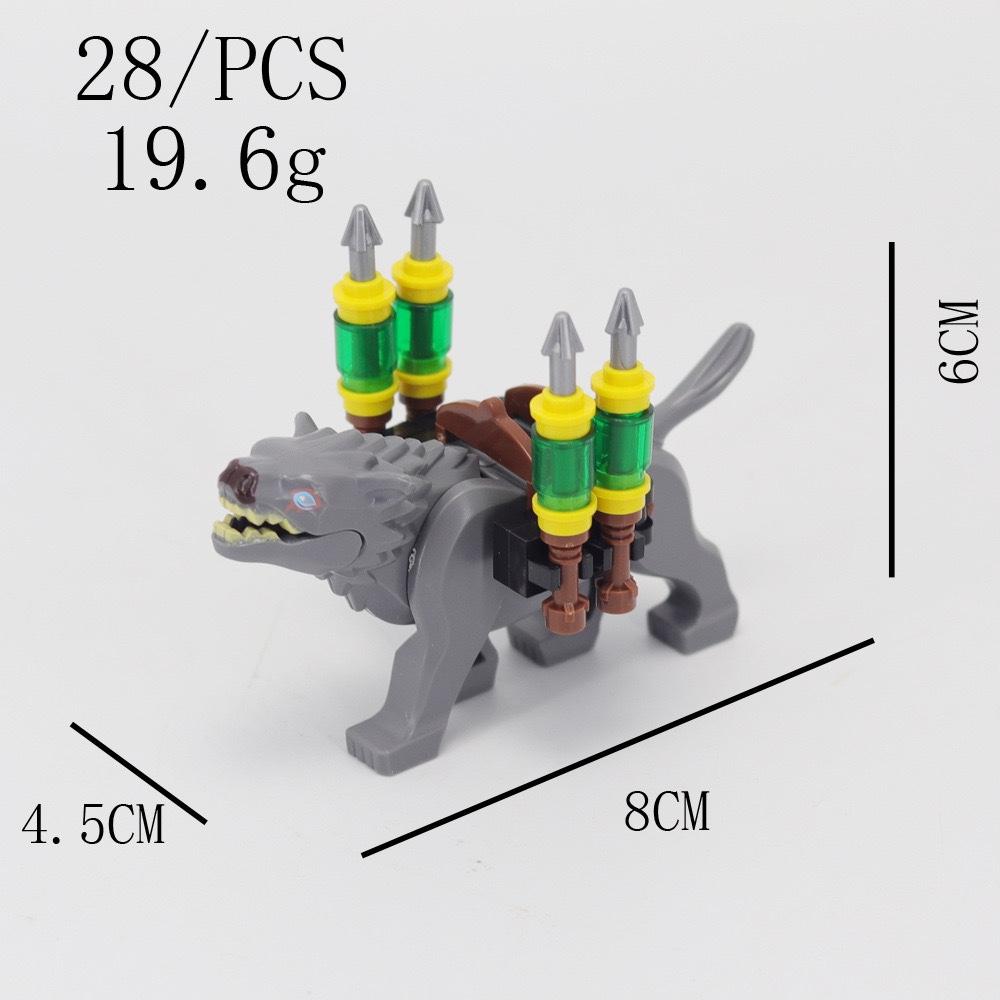 MOC Medieval Wolf Building Blocks Castle Army Knight Soldiers Figures Mount Animal Bricks Toys Gift DF004