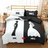 Lover Couples King Queen Duvet Cover Black And White Printed Bedding Set For Adults Valentine's Day Bedroom Decor Quilt Cover