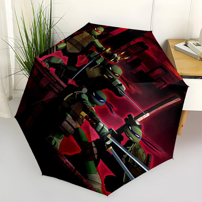 Teenage Mutant Ninja Turtles, Cityscape Themed Automatic Opening and Closing Umbrella, Compact Travel Umbrella, Lightweight and Portable, Su