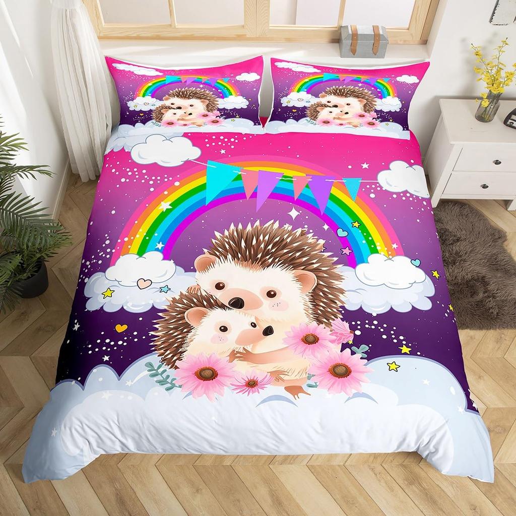 Rainbow Clouds Duvet Cover Sets For Kids Boys Girls Queen King Size Lightweight Quilt Covers Colorful Cartoon Cute Bedding Sets