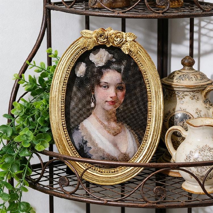 Antique Oval Picture Frame With Rose Design Resin Photo Frame For Tabletop And Wall Hanging Farmhouses Home Decors Gift