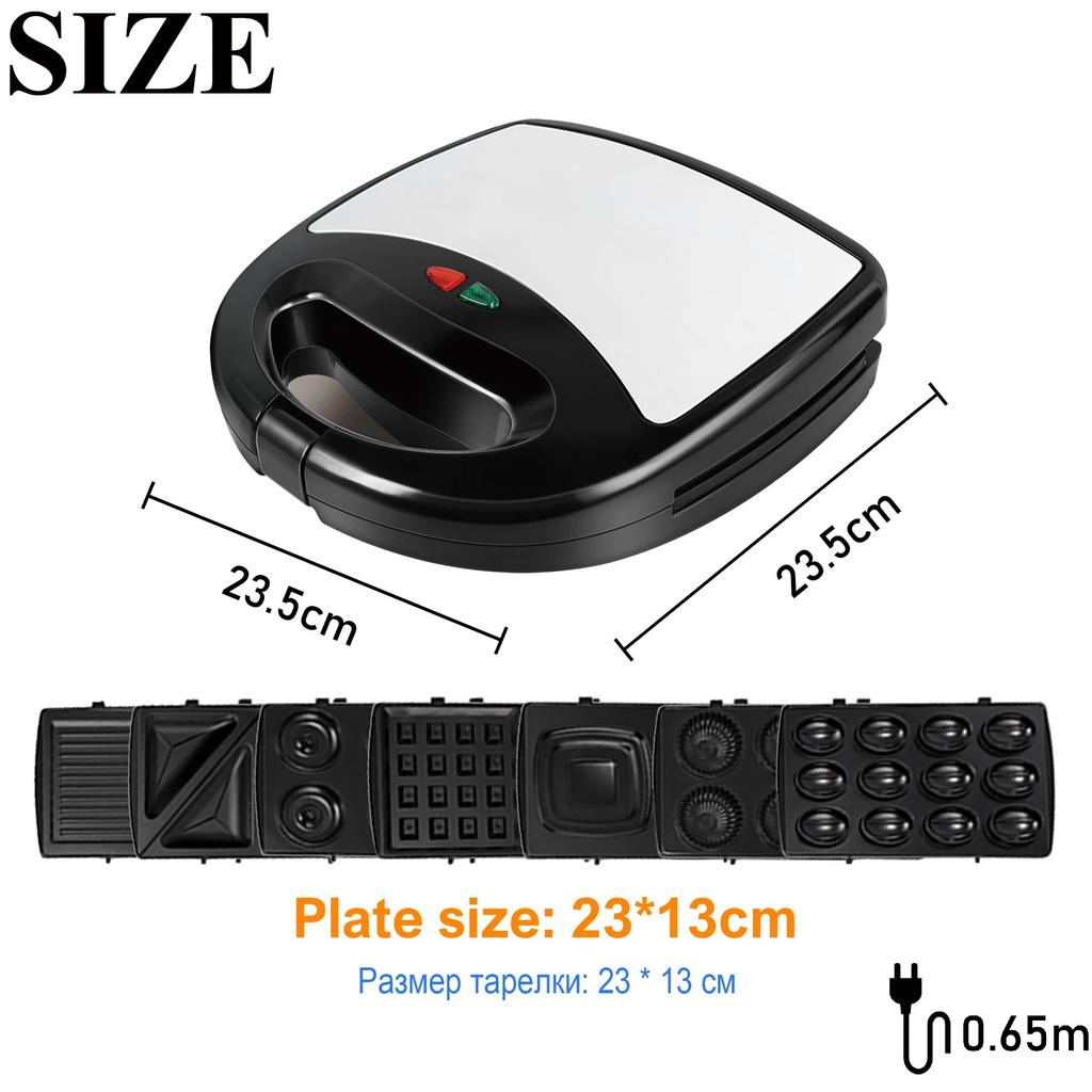 7 In 1 Electric Waffle Maker Grill Sandwich Cake Donut Walnut Panini Plate Cooking Kitchen Appliances Toaster Breakfast Machine