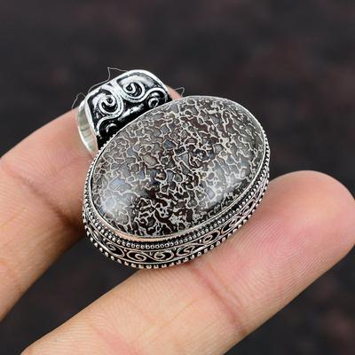 Dinosaur Bone Pendant Handmade Pendant Genuine Gemstone Jewelry 925 Sterling Silver Pendant Vintage Pendant Dinosaur Bone Jewelry For Gifts