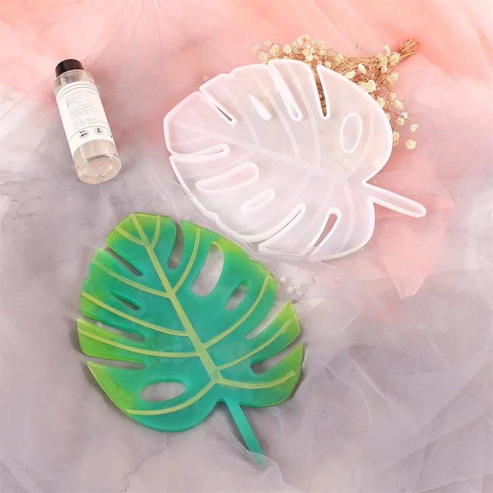 Silicone Molds Monstera Leaf for DIY Cement Plaster Coaster Tray Making Supplies Home Decor Display Plate Resin Cup Mat Mould