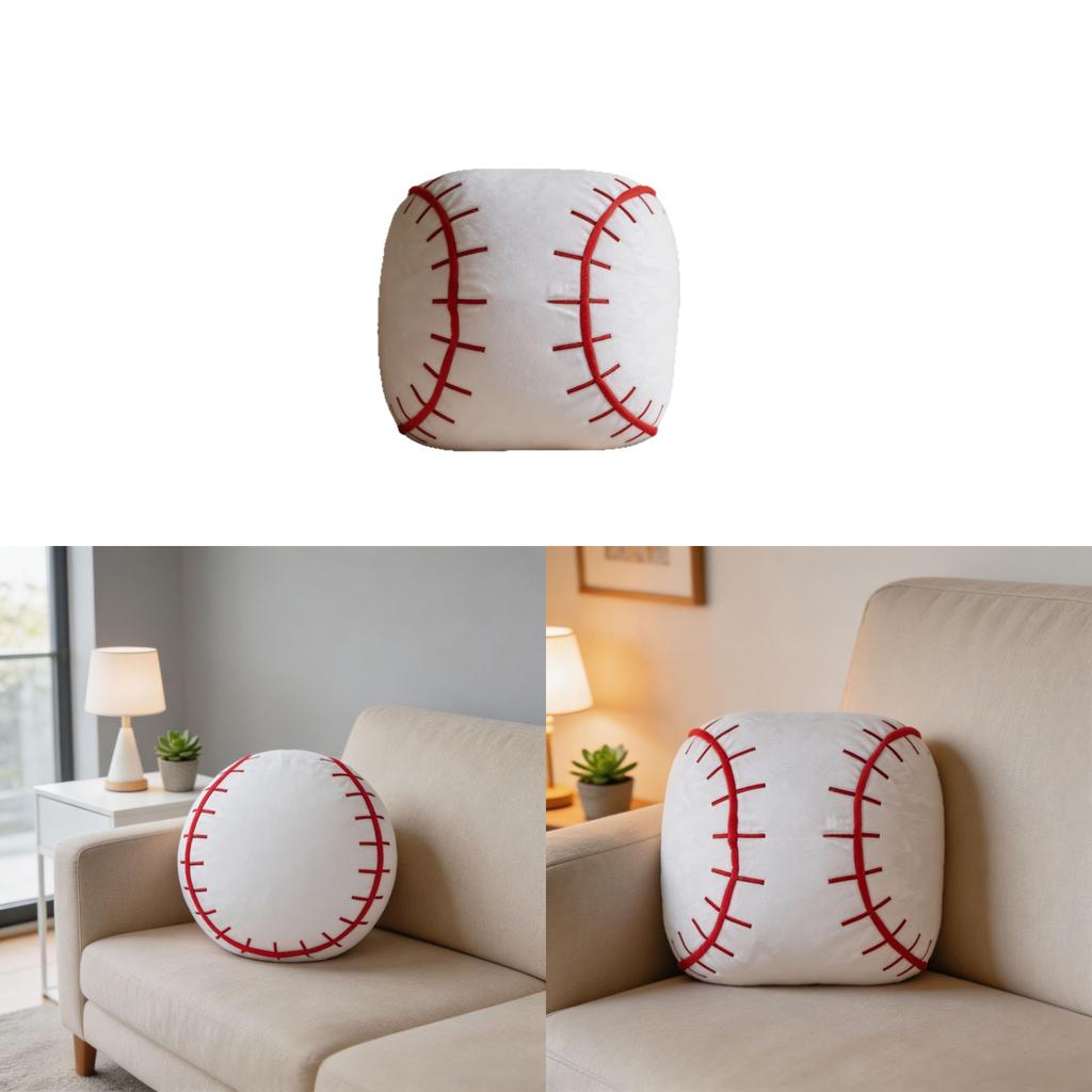 Sports Style Baseball Pillow With Plush Cover For Kids And Teens Comfort