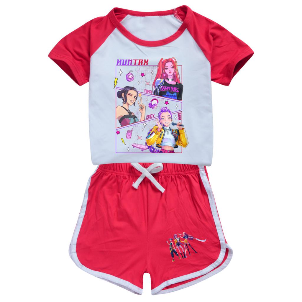 5041 Kids Girls POP Rumi Zoey Mira Print T-shirt Shorts Sport Tracksuit Clothes Set
