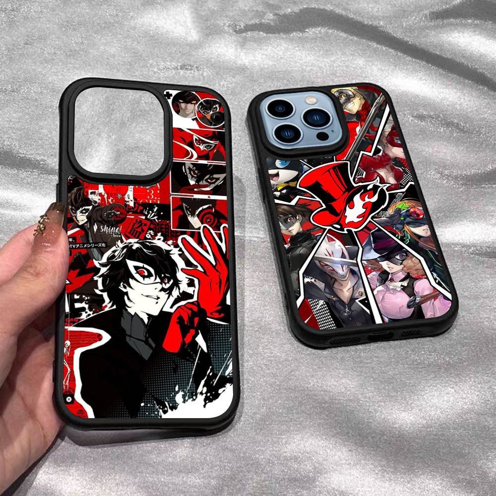Game P-Persona 5 Cool Black Silicone Hard Plastic Phone Case For Iphone 17 Air 16 15 14 13 12 11 Pro Max PC TPU