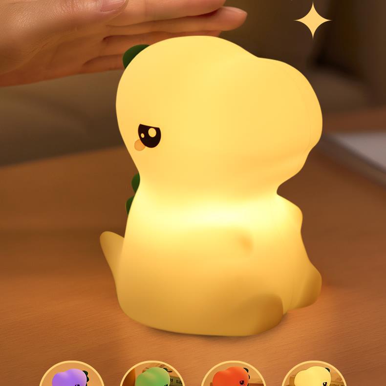 Cute Dinosaur LED Night Light - Silicone Tap Light & Creative Birthday Gift for Kids