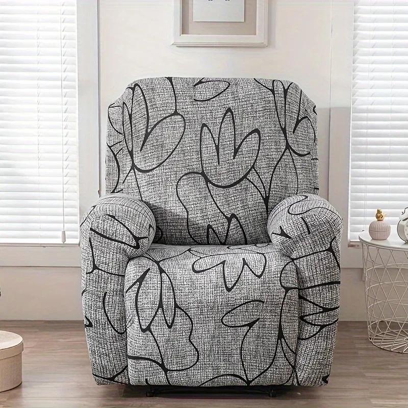 4PCS/set Milk Silk Stretch Recliner Sofa Covers Printed Elastic Armchair Chair Slipcovers for Living Room Furniture Protector