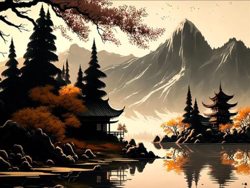 Mount Fuji Scenic Lake Diamond Painting New Arrivals Diy Full Square Round Drill Rhinestone Embroidery Mosaic Abstract Landscape Pavilion Wall Decor