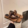 Leopard Print Women's Slippers Summer New Outdoors Fashion Beach Shoes Square Toe Platform Wedges Slippers Sandalias De Mujer