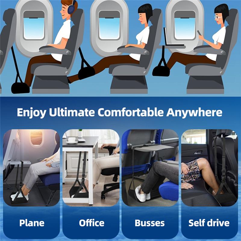 ABMH-Newest Airplane Foot Hammock Airline Foot Rest With Removable Pad Foot Rest For Travel чёрный