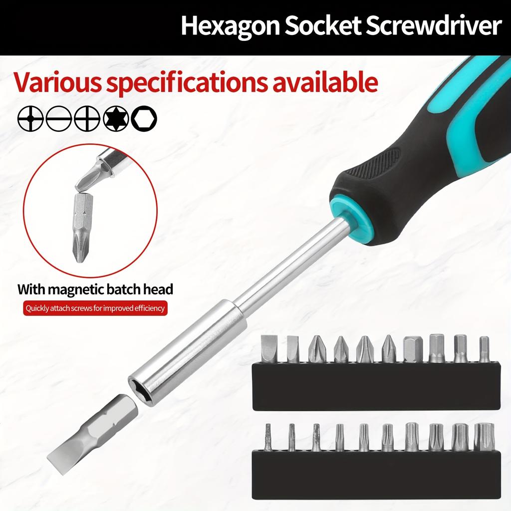 Complete Automotive Tool Set – 1/4 Inch Drive Socket Wrench Kit with Hex Key & Screwdriver Bits for Car Repair Maintenance