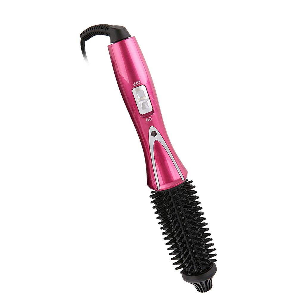 Foldable Heated Curling Brush Ceramic Glaze Coating Thermal Brush 30W Anti Scald Wine Red EU Plug 100 240V
