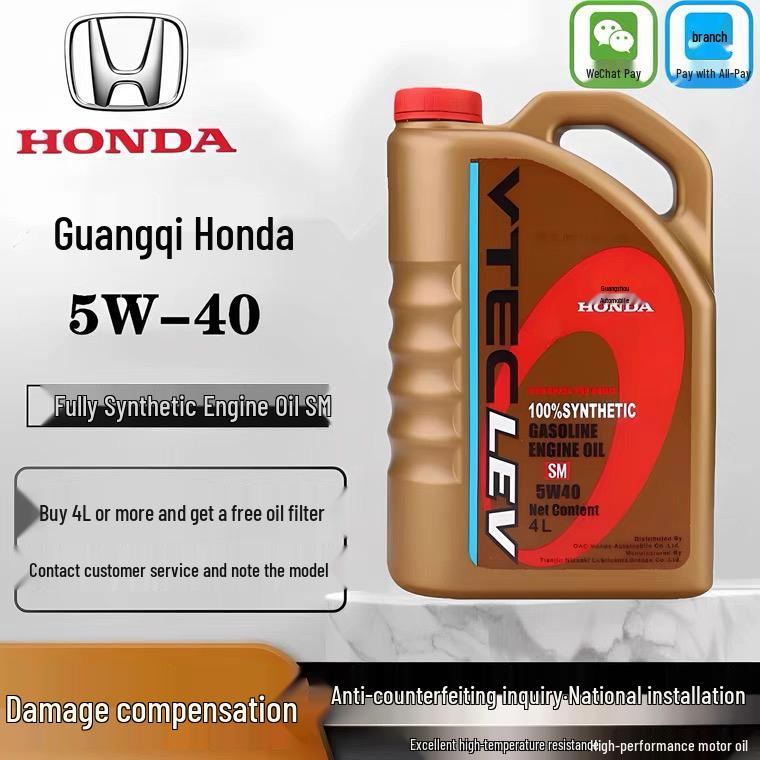 SM Fully Synthetic Engine Oil 5W-40 for Honda Accord, Fit, Crider, Civic, Odyssey, CRV, Crosstour, Vezel