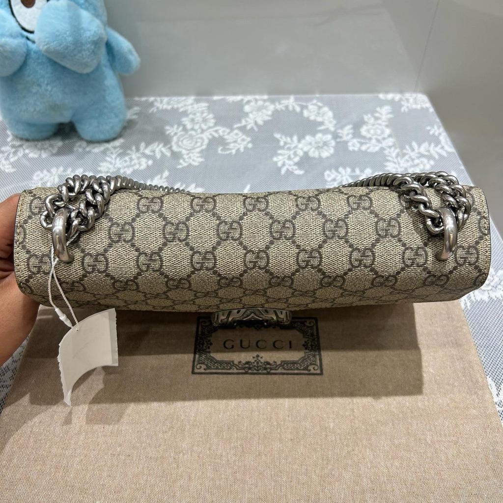 [Pre-Owned] Dionysus Tiger Head Buckle Logo Chain Canvas Leather Shoulder Crossbody Bag - Very Good #SQML6O