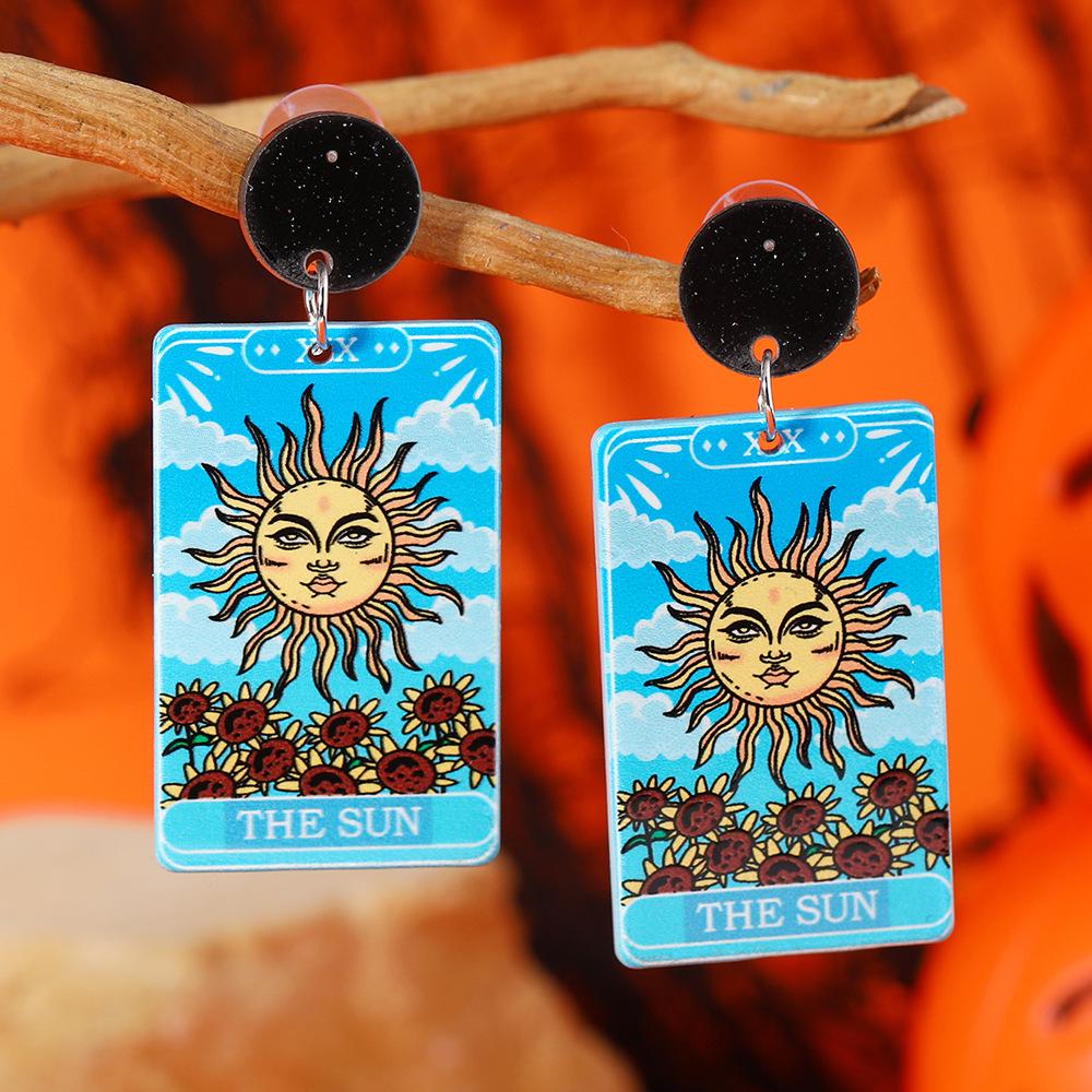 Selling Hot: Double-Sided Acrylic Tarot Card Halloween Earrings