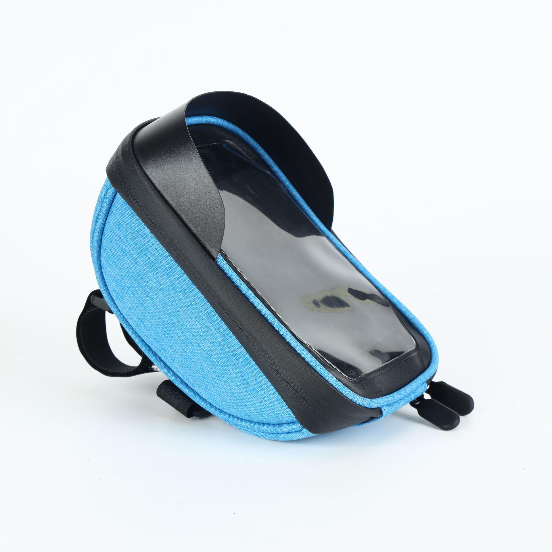 

«Водонепроницаемая велосипедная передняя сумка»: Большая емкость, жесткий корпус, настраиваемое хранилище для мобильных телефонов для шоссейных велосипедов. 6.3-inch синий