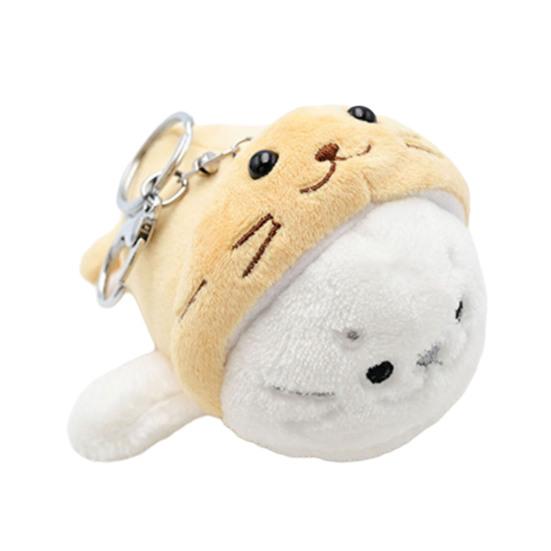 Cute Cartoon Seal Plush Keychain Lovely Sea Animal Plushie with Metal Buckle Soft Cartoon Stuffed Animal Doll Plush Keyring Charms Backpack Pendant