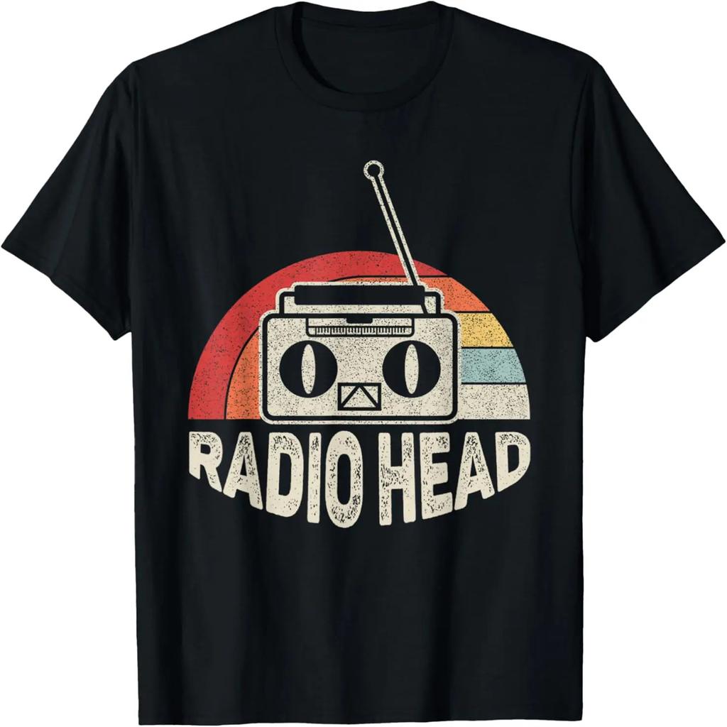 T-Shirt Retrò Vintage con Testa di Radio