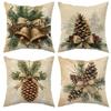 New Christmas Santa Pillow Cover, Imitation Embroidery Holiday Decorative Sofa Linen Car Cushion Cover