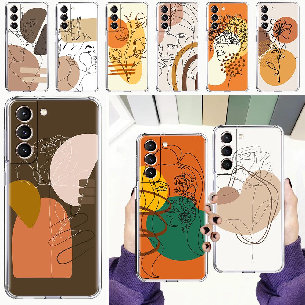 Phone Case For Samsung Galaxy S26 S25 S24 S23 S22 Ultra S20 S21 FE 5G Plus Soft Clear Cover One Line Art