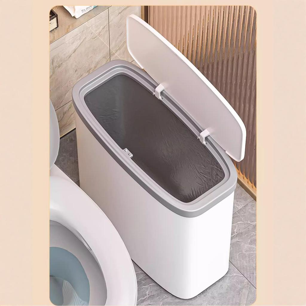Großer Treteimer mit Deckel, Leichter Luxus, Schlank, Schmal, Mülleimer für Badezimmer, Toilette, Wohnzimmer, Küche, Hohe Optik, Haushalts-Mülleimer
