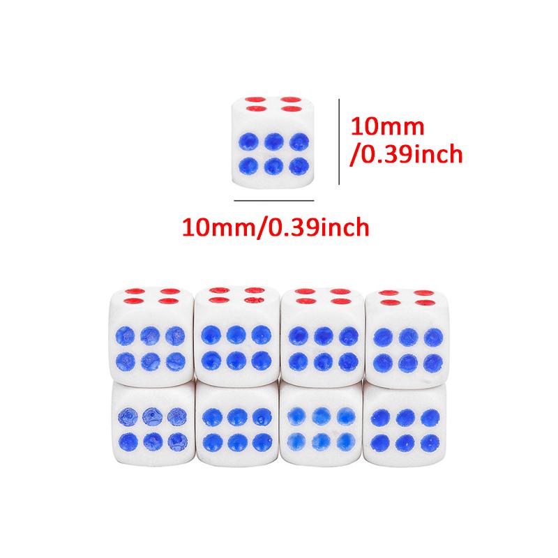 10/20/30/40PCS White Background Red Blue Dots Dice 10mm Size Classic Game Props Bar Party Gathering Supplies Board Game Dice ZYF
