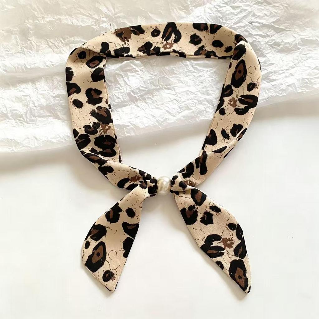 Elegant Spring Silk Scarf Necklace for Women - Versatile Gem Flower Ribbon Collar Accessory