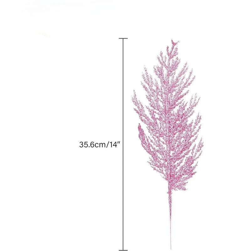 3/6pc Artificial Plants Pine Branches Christmas Glitter Gold Leaves Xmas Tree Decoration Pendant Christmas Home Decor