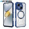KEYSION Transparent Magnetic Case for TECNO Spark Go 1 1S Go 2025 Silicone+PC Heavy Duty Shockproof Phone Cover for Pop 9 4G